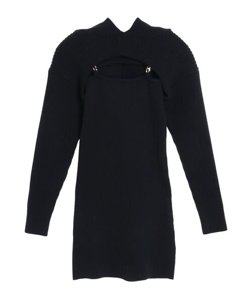 EVRIS（エヴリス）の「アンサンブルニットミニワンピース（ワンピース・レディース・グリーン/ブラック/アイボリー・FREE）」の5枚目の写真