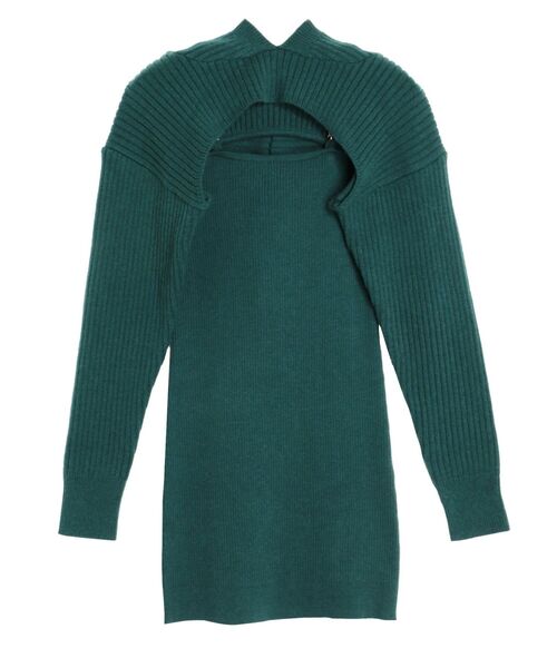 EVRIS（エヴリス）の「アンサンブルニットミニワンピース（ワンピース・レディース・グリーン/ブラック/アイボリー・FREE）」の4枚目の写真