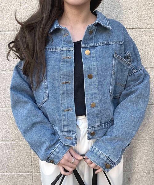 NANEA(ナネア)の「バックボタンデザインショート丈デニムジャケット(デニムジャケット・レディース・ブルー・SMALL/MEDIUM/LARGE)」の8枚目の写真