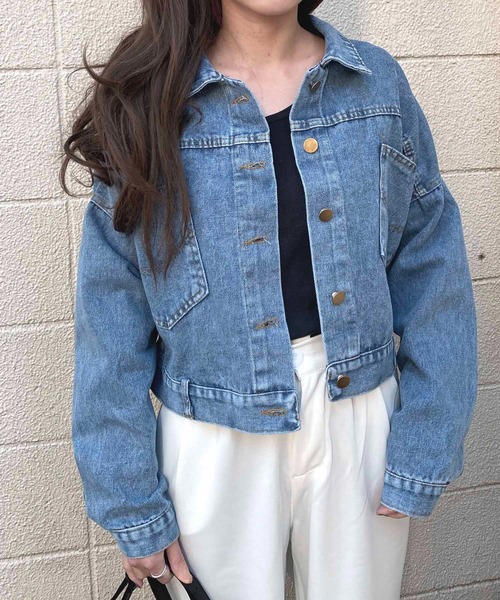 NANEA(ナネア)の「バックボタンデザインショート丈デニムジャケット(デニムジャケット・レディース・ブルー・SMALL/MEDIUM/LARGE)」の7枚目の写真