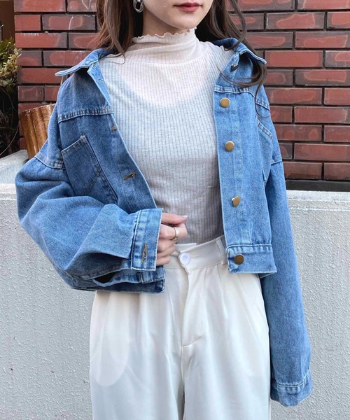 NANEA(ナネア)の「バックボタンデザインショート丈デニムジャケット(デニムジャケット・レディース・ブルー・SMALL/MEDIUM/LARGE)」の9枚目の写真