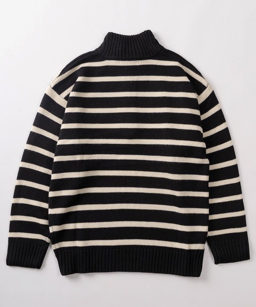 BEVERLY HILLS POLO CLUB(ビバリーヒルズポロクラブ)の「【71】【BEVERLY HILLS POLO CLUB/ビバリーヒルズポロクラブ】ワンポイントロゴ刺繍 無地/ボーダー ハーフジップ ニット(ニット/セーター・メンズ・ブラック/ネイビー/ネイビー×ホワイト/グリーン/アイボリー/ブルー系/ブラック系/ブラック系1/アイボリー系/ネイビー系/ブラウン系・M/L/XL)」の13枚目の写真