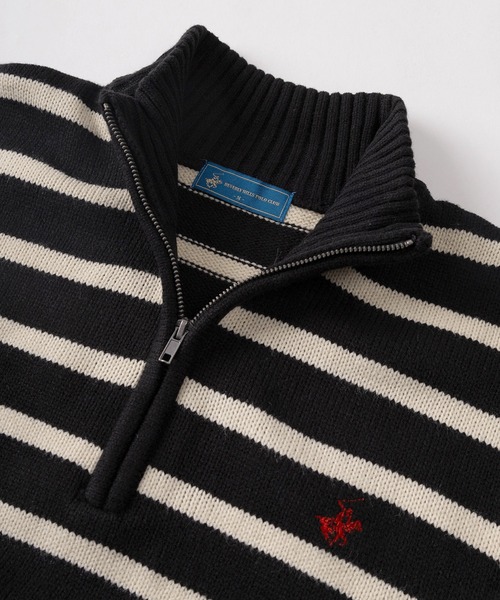BEVERLY HILLS POLO CLUB(ビバリーヒルズポロクラブ)の「【71】【BEVERLY HILLS POLO CLUB/ビバリーヒルズポロクラブ】ワンポイントロゴ刺繍 無地/ボーダー ハーフジップ ニット(ニット/セーター・メンズ・ブラック/ネイビー/ネイビー×ホワイト/グリーン/アイボリー/ブルー系/ブラック系/ブラック系1/アイボリー系/ネイビー系/ブラウン系・M/L/XL)」の14枚目の写真