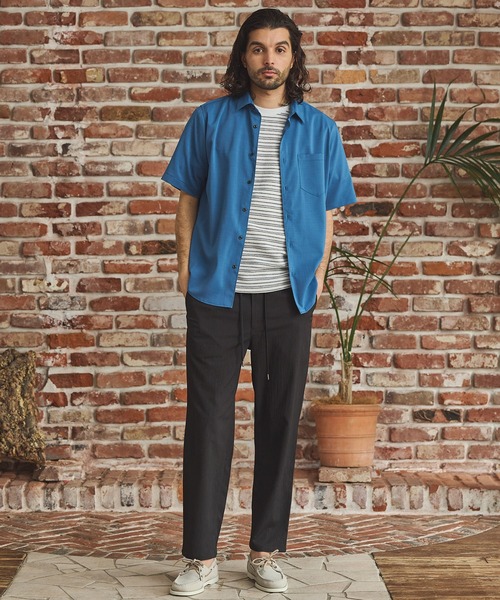 RATTLE TRAP(ラトルトラップ)の「ストレッチカチオン半袖シャツ(シャツ/ブラウス・メンズ・ネイビー/ベージュ/ブルー/ライトブルー・M/S/LL/L)」の8枚目の写真