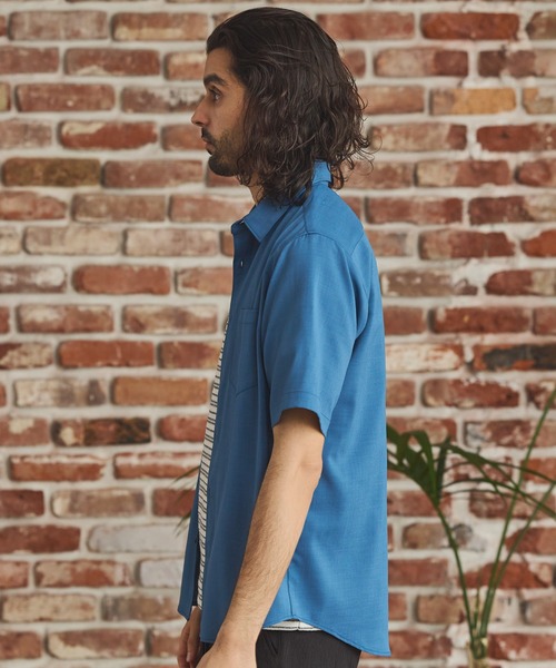 RATTLE TRAP(ラトルトラップ)の「ストレッチカチオン半袖シャツ(シャツ/ブラウス・メンズ・ネイビー/ベージュ/ブルー/ライトブルー・M/S/LL/L)」の14枚目の写真