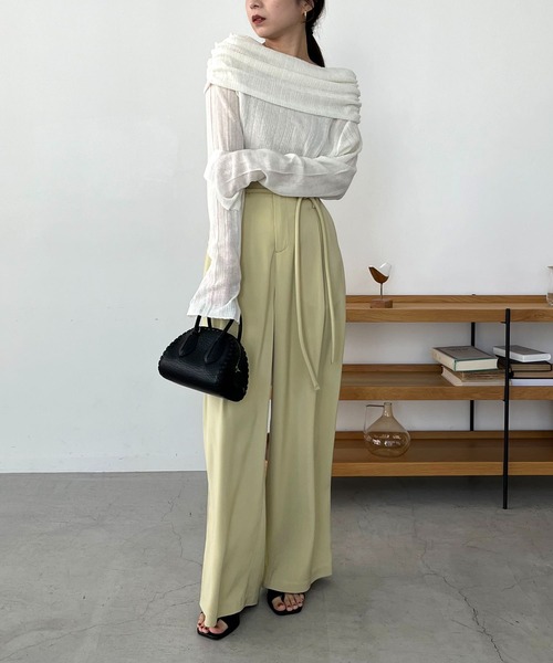 CAPRICIEUX LE'MAGE(カプリシューレマージュ)の「チューブベルトパンツ(その他パンツ・レディース・ライム/ブラック/ホワイト系その他・36/38)」の14枚目の写真