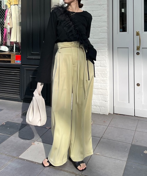 CAPRICIEUX LE'MAGE(カプリシューレマージュ)の「チューブベルトパンツ(その他パンツ・レディース・ライム/ブラック/ホワイト系その他・36/38)」の6枚目の写真