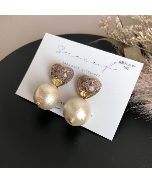 tone(トーン)の「【S.coeuf】金属アレルギー対応ピアス プチハート×コットンパール(MA)(ピアス(両耳用)・レディース・パープル/ピンク/ホワイト・FREE)」の7枚目の写真