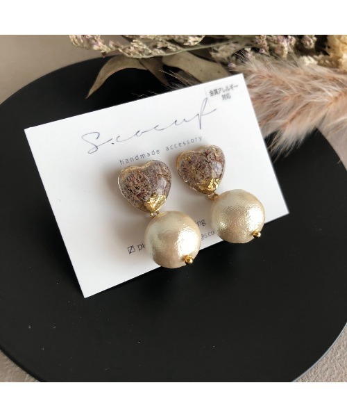 tone(トーン)の「【S.coeuf】金属アレルギー対応ピアス プチハート×コットンパール(MA)(ピアス(両耳用)・レディース・パープル/ピンク/ホワイト・FREE)」の8枚目の写真