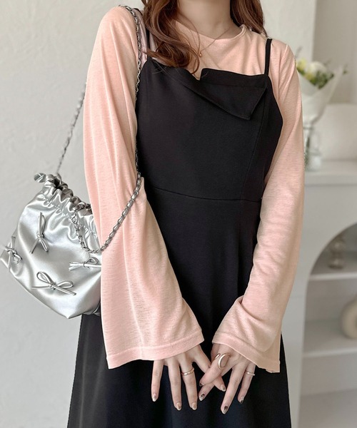 apres jour clair(アプレジュールクレア)の「【apres jour clair】リボン付きシアーTシャツ【ZOZOTOWN限定アイテム】(Tシャツ/カットソー・レディース・オフホワイト/ピンクベージュ/ライトグレー・X-LARGE/フリー)」の14枚目の写真