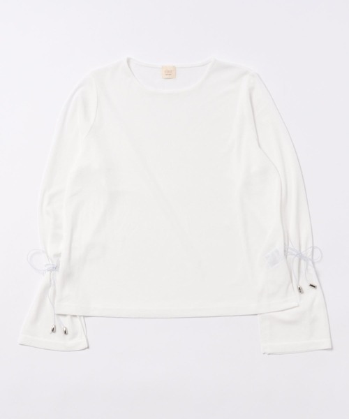 apres jour clair(アプレジュールクレア)の「【apres jour clair】リボン付きシアーTシャツ【ZOZOTOWN限定アイテム】(Tシャツ/カットソー・レディース・オフホワイト/ピンクベージュ/ライトグレー・X-LARGE/フリー)」の6枚目の写真