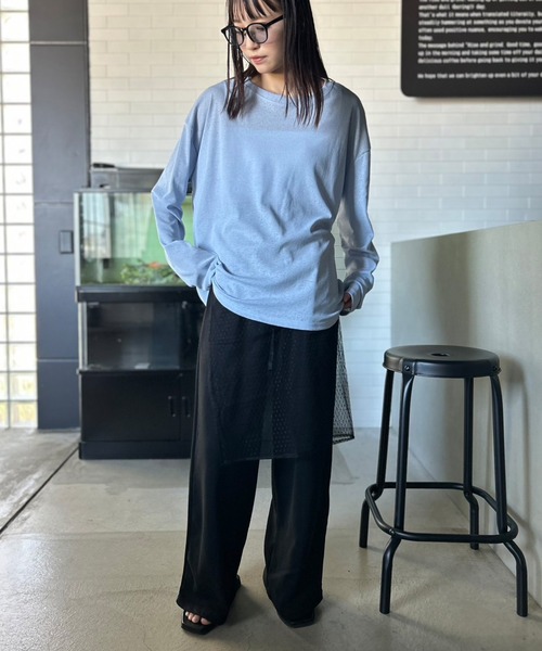 セール】ビッグシルエット シースルートップス（Tシャツ