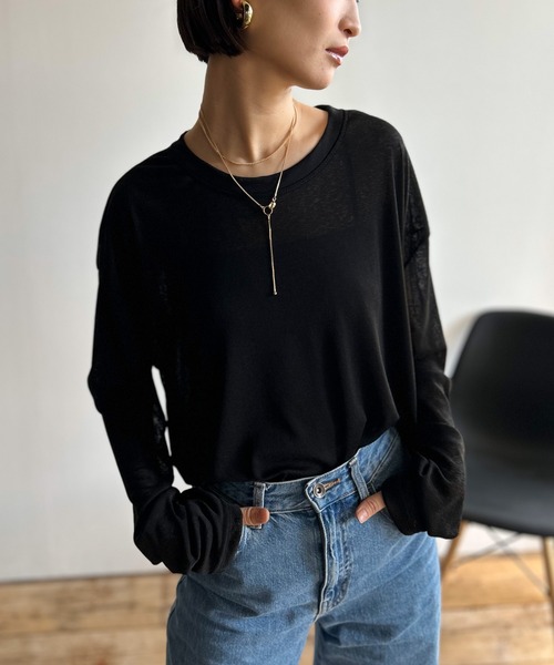 Kotoe（コトエ）の「ビッグシルエット シースルートップス（Tシャツ/カットソー・レディース・ブラック/ホワイト/パープル/イエロー/ライトブルー・FREE）」の6枚目の写真