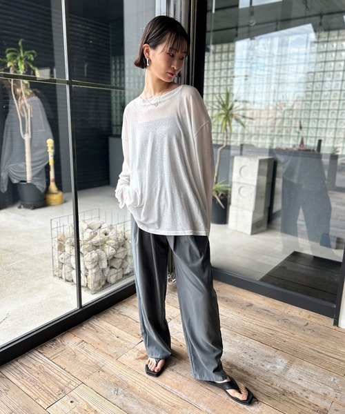 セール】ビッグシルエット シースルートップス（Tシャツ