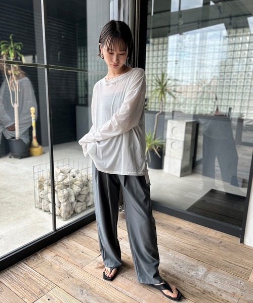 セール】ビッグシルエット シースルートップス（Tシャツ