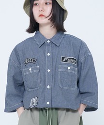 シャンブレー・ヒッコリー 半袖ワッペンシャツ(M1)