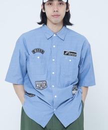 シャンブレー・ヒッコリー 半袖ワッペンシャツ(M1)