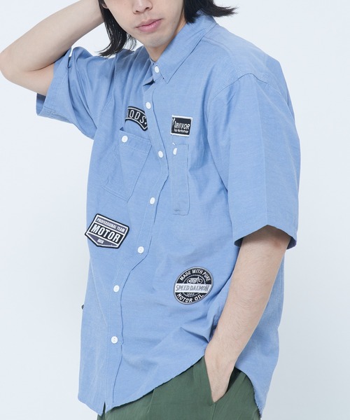 CORISCO（コリスコ）の「シャンブレー・ヒッコリー 半袖ワッペンシャツ(M1)（シャツ/ブラウス・メンズ・ネイビー/その他1/その他2/サックスブルー・MEDIUM/LARGE/X-LARGE）」の12枚目の写真
