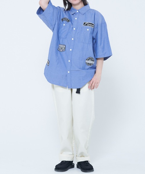 CORISCO（コリスコ）の「シャンブレー・ヒッコリー 半袖ワッペンシャツ(M1)（シャツ/ブラウス・メンズ・ネイビー/その他1/その他2/サックスブルー・MEDIUM/LARGE/X-LARGE）」の8枚目の写真