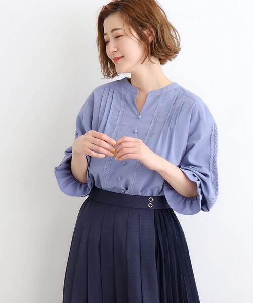 grove（グローブ）の「◆スパンボイルレース切り替えブラウス（シャツ/ブラウス・レディース・ブラック/オフホワイト/ブルー・02/03/01/04/05）」の12枚目の写真