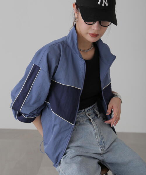 FREE'S MART（フリーズマート）の「ナイロントラックジャケット（ナイロンジャケット・レディース・ホワイト/ブルー・FREE）」の2枚目の写真