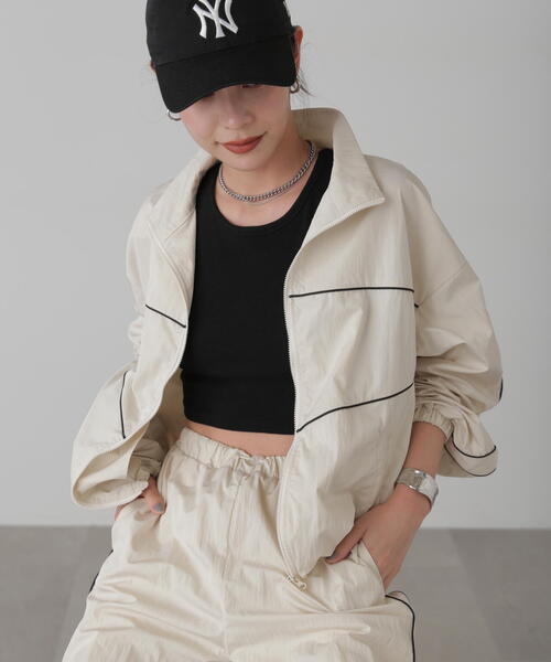 FREE'S MART（フリーズマート）の「ナイロントラックジャケット（ナイロンジャケット・レディース・ホワイト/ブルー・FREE）」の3枚目の写真