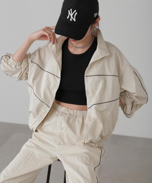 FREE'S MART（フリーズマート）の「ナイロントラックジャケット（ナイロンジャケット・レディース・ホワイト/ブルー・FREE）」の4枚目の写真