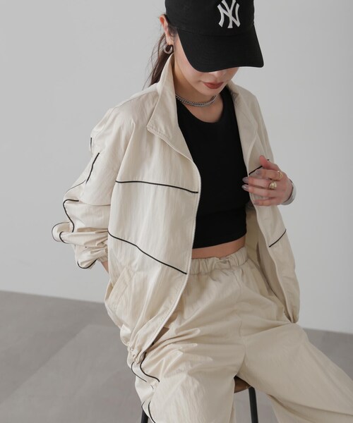 FREE'S MART（フリーズマート）の「ナイロントラックジャケット（ナイロンジャケット・レディース・ホワイト/ブルー・FREE）」の12枚目の写真