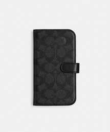 COACH（コーチ）の「IPHONE 15 PRO フォリオ・シグネチャー キャンバス（スマホケース/カバー・レディース）」