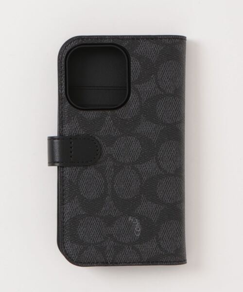 COACH（コーチ）の「IPHONE 15 PRO フォリオ・シグネチャー キャンバス（スマホケース/カバー・レディース・ブラック系その他・ONE）」の2枚目の写真