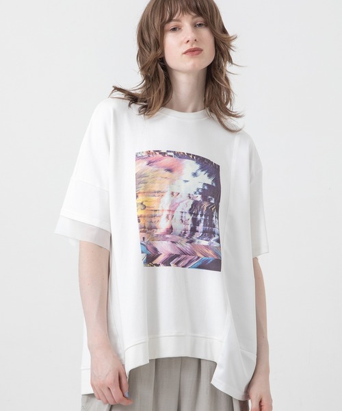 AULA AILA(アウラアイラ)の「オーシャンフォトプリントTシャツ(Tシャツ/カットソー・レディース・ホワイト/ブラック/ネイビー/イエロー系その他・0)」の12枚目の写真