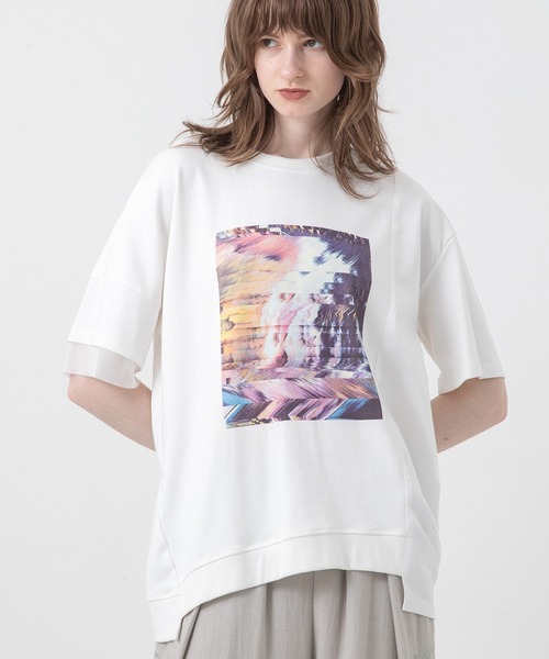 AULA AILA(アウラアイラ)の「オーシャンフォトプリントTシャツ(Tシャツ/カットソー・レディース・ホワイト/ブラック/ネイビー/イエロー系その他・0)」の11枚目の写真
