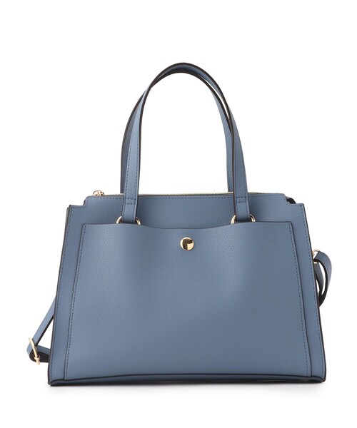 SHOO・LA・RUE（シューラルー）の「◆【通勤/デイリー/2WAY】一枚革風ポケットトートバッグ（トートバッグ・レディース・グレー/ブルー/ブラック・00）」の3枚目の写真