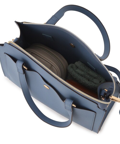 SHOO・LA・RUE（シューラルー）の「◆【通勤/デイリー/2WAY】一枚革風ポケットトートバッグ（トートバッグ・レディース・グレー/ブルー/ブラック・00）」の12枚目の写真