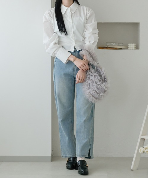 Ambre Neige(アンブルネージュ)の「back lace up shirt / バックレースアップシャツ(シャツ/ブラウス・レディース・ライトグレー/ライトブルー/オフホワイト・FREE)」の21枚目の写真