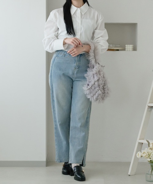 Ambre Neige(アンブルネージュ)の「back lace up shirt / バックレースアップシャツ(シャツ/ブラウス・レディース・ライトグレー/ライトブルー/オフホワイト・FREE)」の22枚目の写真
