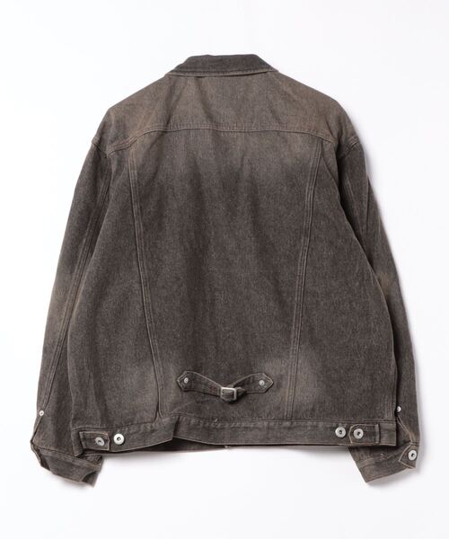 SPINNS（スピンズ）の「【ユニセックスで着用可能】オーバーダイデッキジャケット（デニムジャケット・メンズ・ブルー/ブラック・ONESIZE）」の3枚目の写真