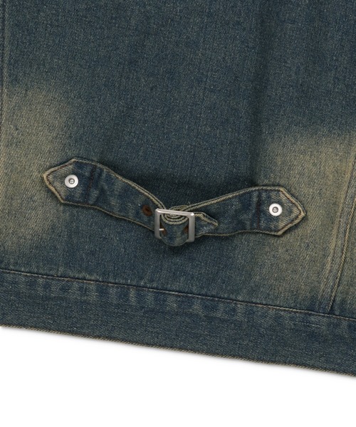 SPINNS（スピンズ）の「【ユニセックスで着用可能】オーバーダイデッキジャケット（デニムジャケット・メンズ・ブルー/ブラック・ONESIZE）」の6枚目の写真