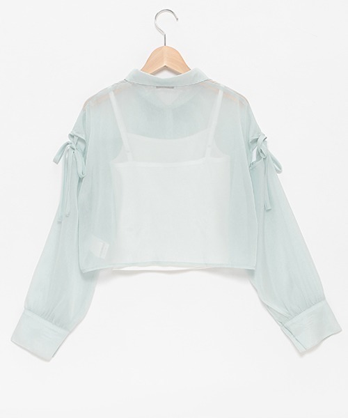 LOVETOXIC（ラブトキシック）の「インナーつきクロップドシャツ（シャツ/ブラウス・キッズ・オフホワイト/ピンク/エメラルド・S/M/L）」の8枚目の写真