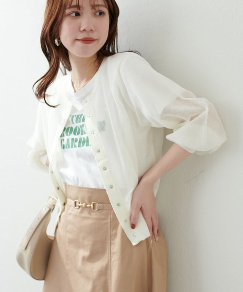 natural couture（ナチュラルクチュール）の「【WEB限定】ドット釦シアーカーデ（カーディガン/ボレロ・レディース・ラベンダー/ミント/オフホワイト/ブルー/ブラック/グレイッシュベージュ・FREE）」の13枚目の写真