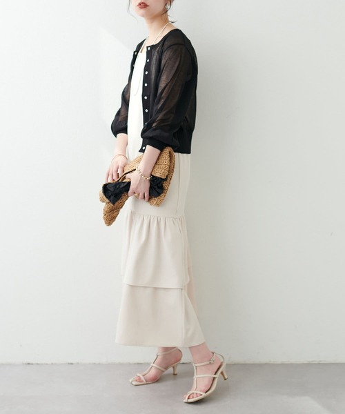 natural couture（ナチュラルクチュール）の「【WEB限定】ドット釦シアーカーデ（カーディガン/ボレロ・レディース・ラベンダー/ミント/オフホワイト/ブルー/ブラック/グレイッシュベージュ・FREE）」の21枚目の写真