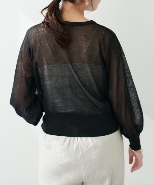 natural couture（ナチュラルクチュール）の「【WEB限定】ドット釦シアーカーデ（カーディガン/ボレロ・レディース・ラベンダー/ミント/オフホワイト/ブルー/ブラック/グレイッシュベージュ・FREE）」の8枚目の写真