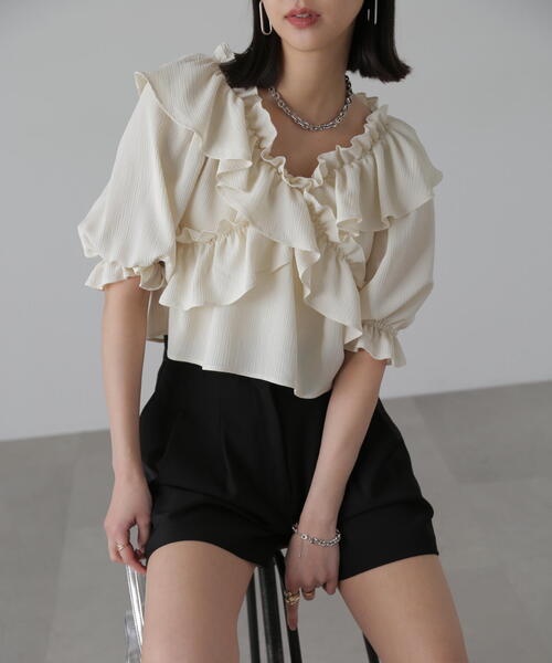 FREE'S MART（フリーズマート）の「2WAYオフショルフリルブラウス（シャツ/ブラウス・レディース・ホワイト/ピンク/ライトグリーン・FREE）」の12枚目の写真