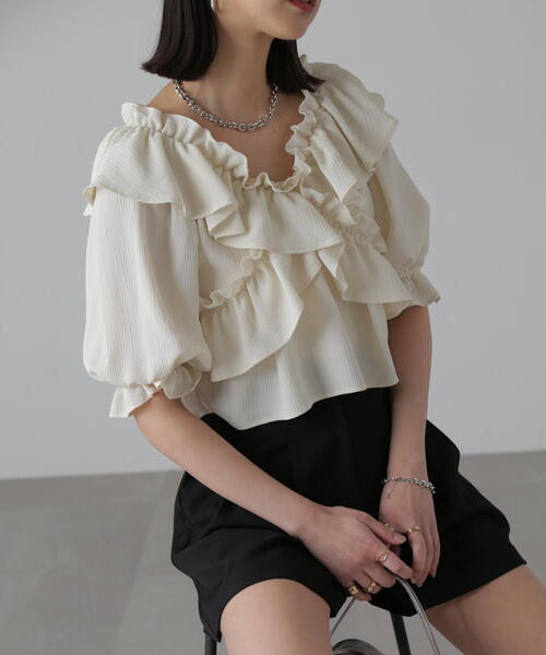 FREE'S MART（フリーズマート）の「2WAYオフショルフリルブラウス（シャツ/ブラウス・レディース・ホワイト/ピンク/ライトグリーン・FREE）」の11枚目の写真