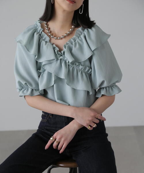 FREE'S MART（フリーズマート）の「2WAYオフショルフリルブラウス（シャツ/ブラウス・レディース・ホワイト/ピンク/ライトグリーン・FREE）」の5枚目の写真