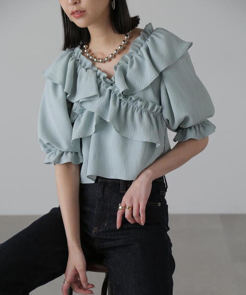 FREE'S MART（フリーズマート）の「2WAYオフショルフリルブラウス（シャツ/ブラウス・レディース・ホワイト/ピンク/ライトグリーン・FREE）」の22枚目の写真
