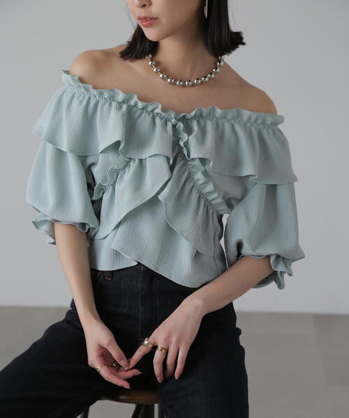 FREE'S MART（フリーズマート）の「2WAYオフショルフリルブラウス（シャツ/ブラウス・レディース・ホワイト/ピンク/ライトグリーン・FREE）」の21枚目の写真