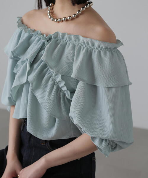 FREE'S MART（フリーズマート）の「2WAYオフショルフリルブラウス（シャツ/ブラウス・レディース・ホワイト/ピンク/ライトグリーン・FREE）」の16枚目の写真