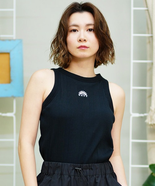 ROXY（ロキシー）の「ROXY/ロキシー タンクトップ カップ付き ロゴ刺繍 RDK242024（タンクトップ・レディース・ブラック/オフホワイト/ホワイト×ブラック・L/M）」の21枚目の写真