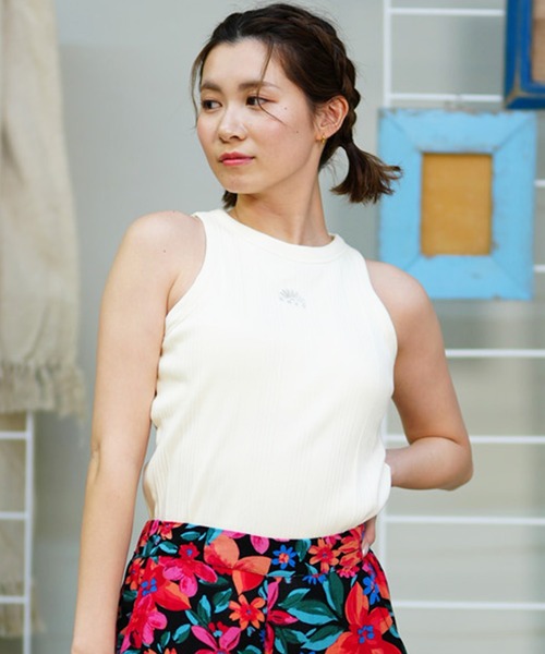 ROXY（ロキシー）の「ROXY/ロキシー タンクトップ カップ付き ロゴ刺繍 RDK242024（タンクトップ・レディース・ブラック/オフホワイト/ホワイト×ブラック・L/M）」の8枚目の写真